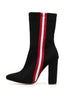 Stripe High Heel Ankle Boots