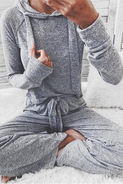 Drawstring Hoodie Pants Set