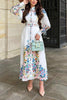 Baroque Floral Print Puff Sleeve Maxi Dress