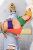 Lace Up Color Block High Heel Sandals