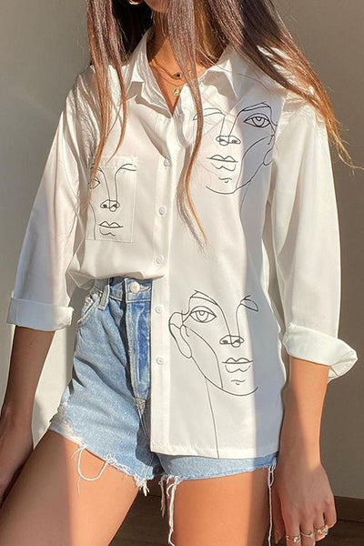 Face Print Loose Shirt