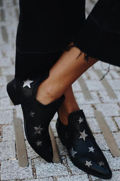 Star Print Low Heel Slip On Boots