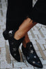 Star Print Low Heel Slip On Boots