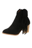 Tassels Slip On Heel Ankle Booties