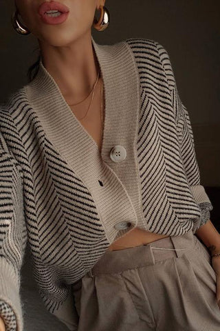 Stripe Button Cardigan