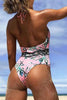 Floral Print Lace Up One Piece Swimwear