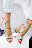 Lace Up Color Block High Heel Sandals