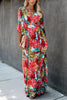 Floral Print V Neck Maxi Dress