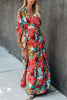 Floral Print V Neck Maxi Dress