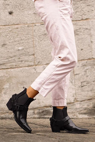 Darci Black Hi Shine Ankle Boots
