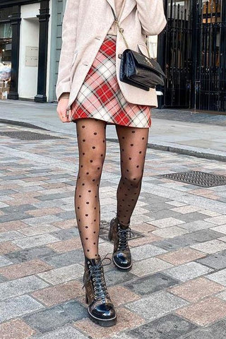 Dot Print Mesh Mesh Stockings
