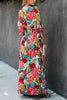 Floral Print V Neck Maxi Dress