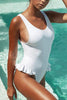 Solid Ruffle One Piece Swimwear