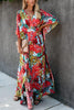 Floral Print V Neck Maxi Dress