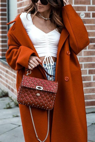 Double Breasted Belted Woolen Coat