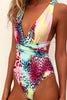 Print Lace Up One Piece Swimwear