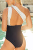 Color Block One Shoulder One Piece Swimwear