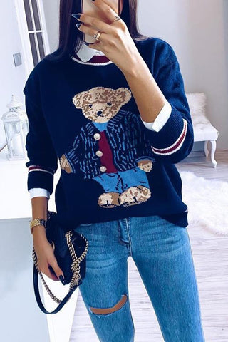 Color Block Bear Sweater Vest