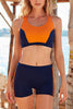 Color Block Sports Short Bikini Set
