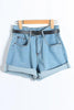 High Waist A Line Denim Shorts