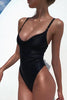 Solid V Neck Slip One Piece Swimwear