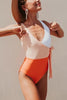 Color Block Lace Up One Piece Swimwear