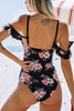 Cut Out Floral Print One Piece Swimwear