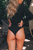 Dot V Neck Long Sleeve One Piece Swimwear