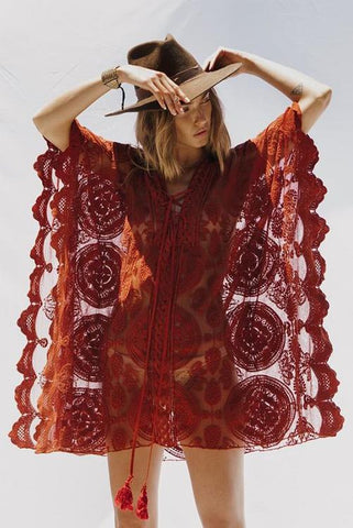 Lace Up Loose Mini Cover Dress