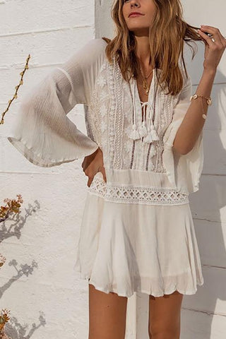 Lace Flares Mini Cover Dress