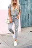 V Neck Drawstring Pockets Jumpsuits
