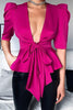 V Neck Bow Tie Half Sleeve Top