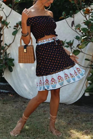 Bohemia Print Skirt Set