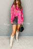 Unique and Bold Satin Cheetah Print Button Up Relaxed Blouse