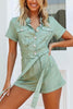 Button Belted Pockets Romper