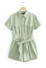 Button Belted Pockets Romper