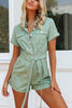 Button Belted Pockets Romper
