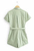 Button Belted Pockets Romper