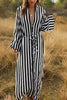 Single-breasted Stipe Shirt Dress