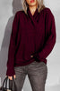 V Neck Long Sleeve Solid Color Hoodie
