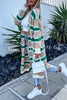 Striped Side Pocket Buttonless Long Sleeve Knit Cardigan