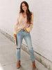 Fashion Contrast Color V-neck Long Sleeve Casual Loose Sweater