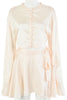 Button Flares Sleeve Skirts Set