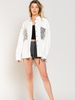 BUST SEQUIN POCKET FRAYED DENIM SHACKET - WHITE