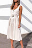 Button U Neck Sleeveless Belted Jumpsuit