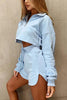 Zipper Drawstring Hoodie Shorts Set