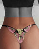 Floral Embroidery Low Waist Lace-up Thong