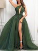 Simple One-Shoulder Mesh Asymmetric Hollow Solid Color Maxi Dresses