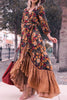 College Print Patchwork V Neck Irregular Dress Dresses