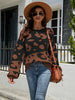 Round Neck Two-color Stitched Leopard Print Sweater Fashion Women's Pullover